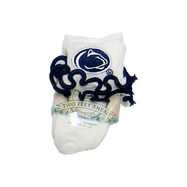 white infant double ripple socks with stitched Penn State Athletic Logo